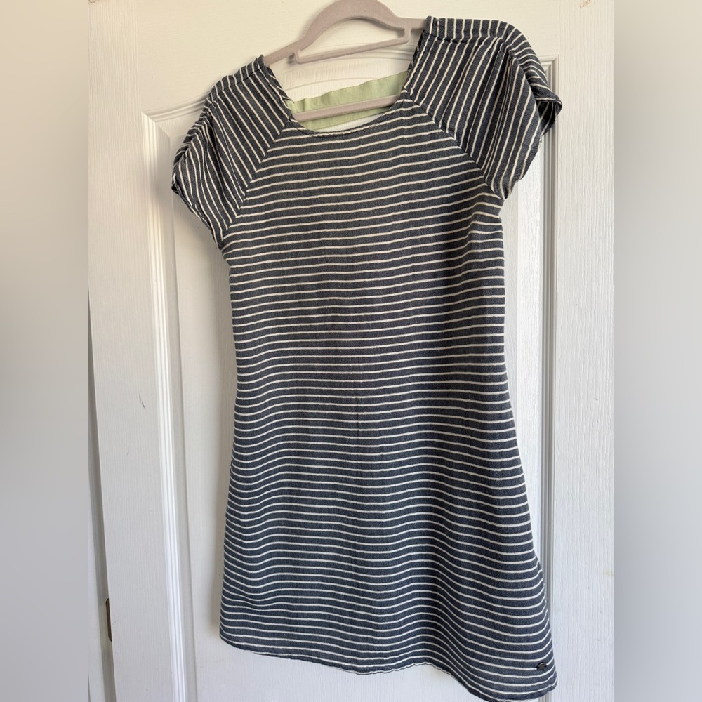 Cute and sexy casual Roxy Navy and White Striped Mini Dress